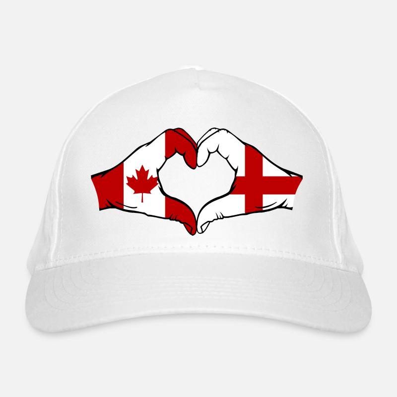 Canada England Flag Hands Heart Shape Organic Baseball Cap