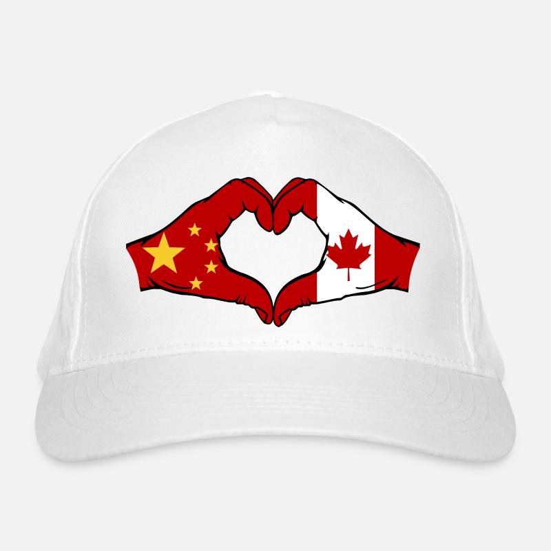 Chine Canada Drapeau Mains Coeur Forme Casquette classique bio