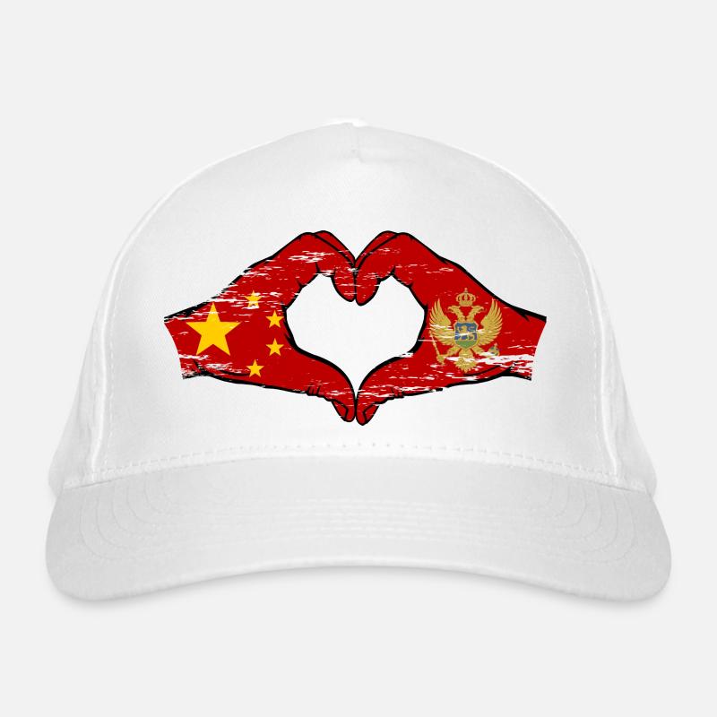 Chine Monténégro drapeau mains forme de coeur utilisé Casquette classique bio