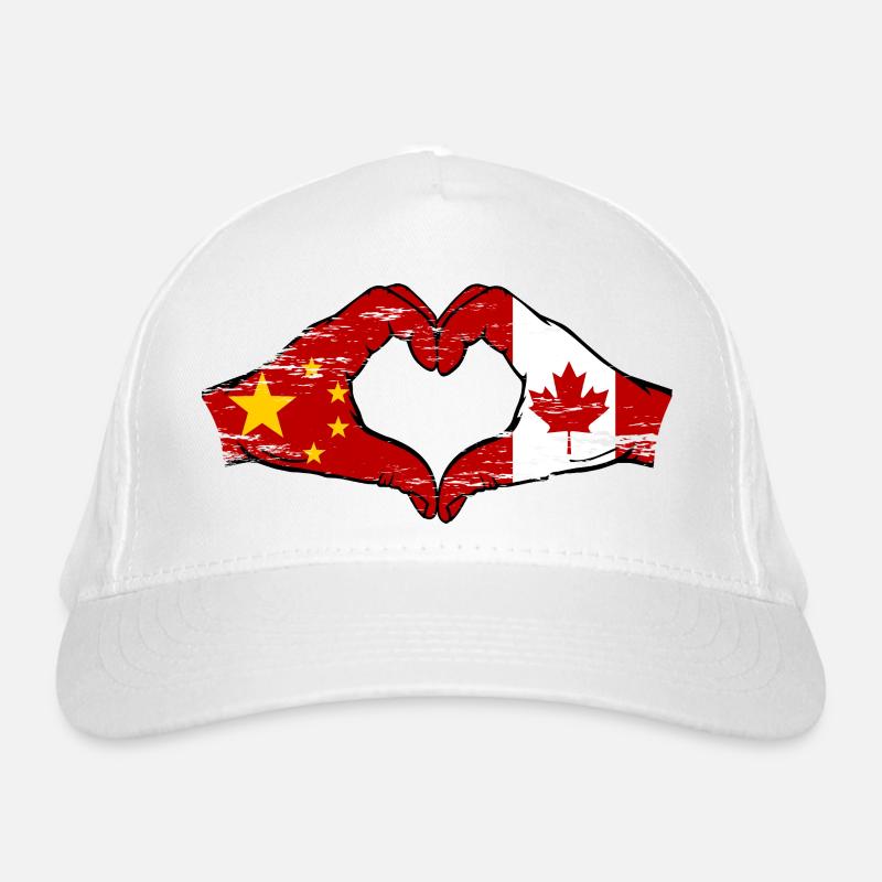 Chine Canada drapeau mains forme de coeur utilisé Casquette classique bio
