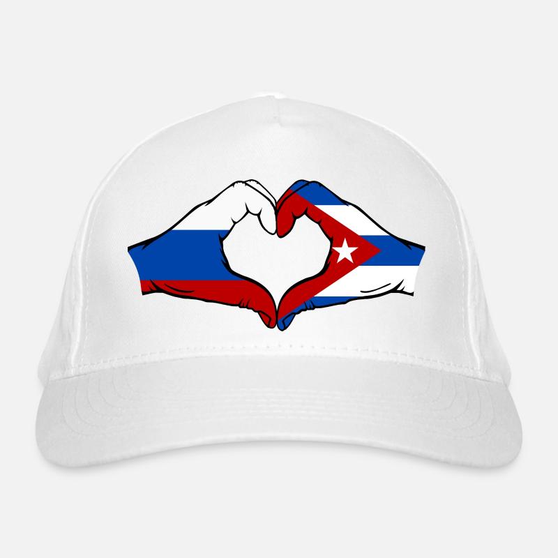 Russie Cuba Drapeau Mains Coeur Forme Casquette classique bio