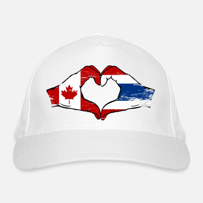Canada Drapeau de la Thaïlande mains en forme de coeur utilisé Casquette classique bio