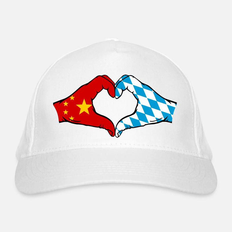 Chine Bavaroise Drapeau Mains Coeur Forme Casquette classique bio