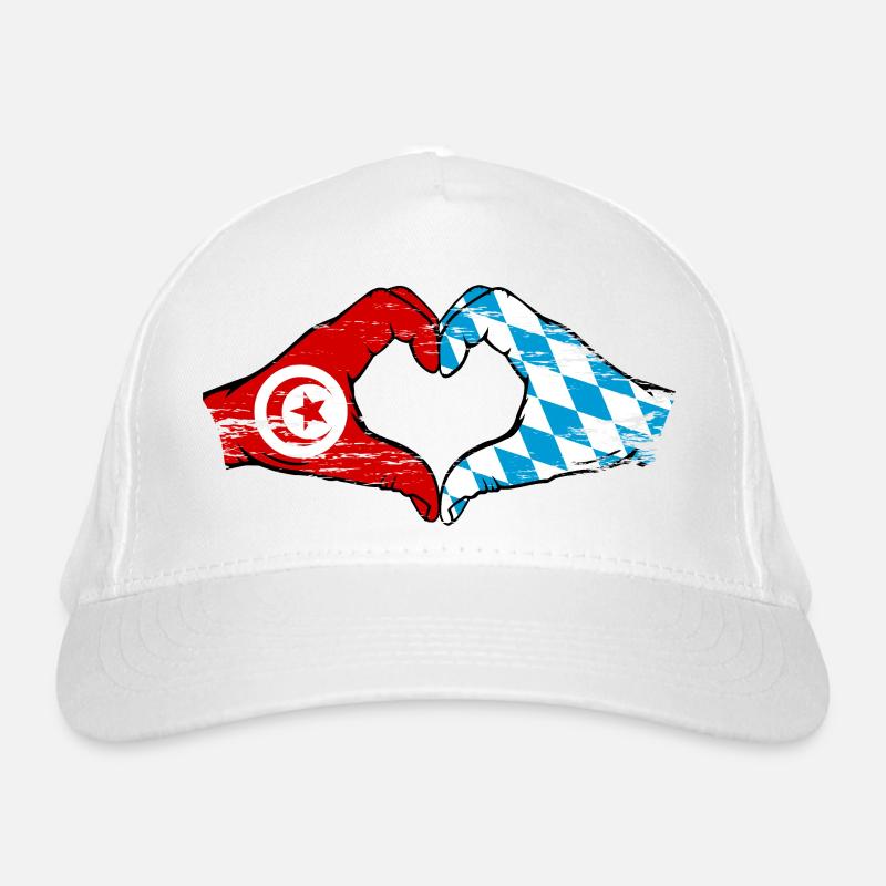 Tunisie Bavière drapeau mains forme coeur utilisé Casquette classique bio