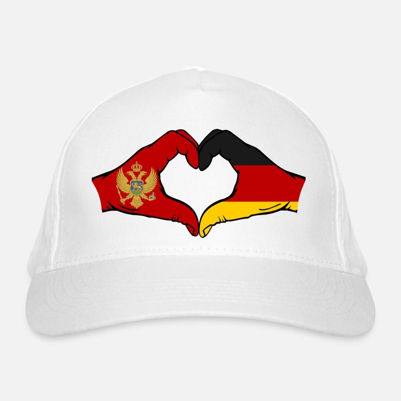 Montenegro Germany Flag Hands Heart Shape Organic Baseball Cap