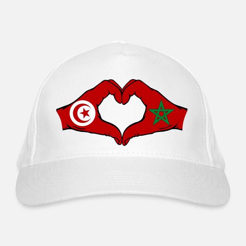 Tunisie Maroc Drapeau Mains Coeur Forme Casquette classique bio
