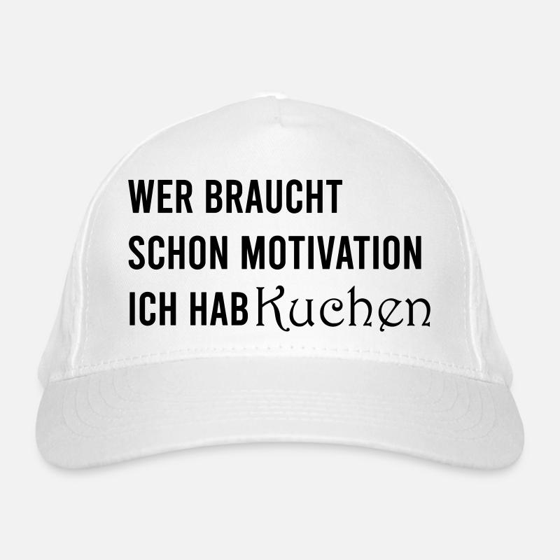 Wer_braucht_schon_Motivation_Ich_hab_Kuchen_- Bio-Baseballkappe
