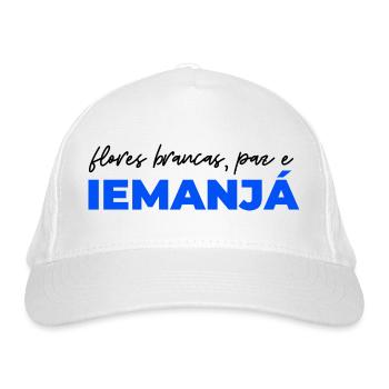 {Camisa Bacana} Flores Brancas Paz Iemanjá - Bio-Baseballkappe - Weiß - Vorne
