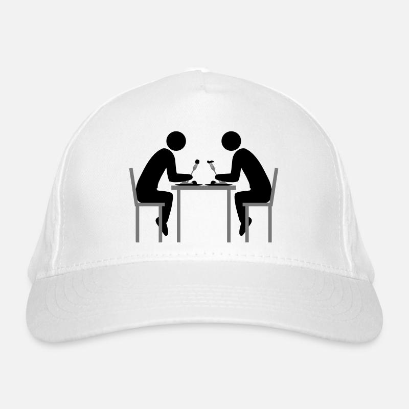 paar 2 freunde essen team dinner restaurant Bio-Baseballkappe