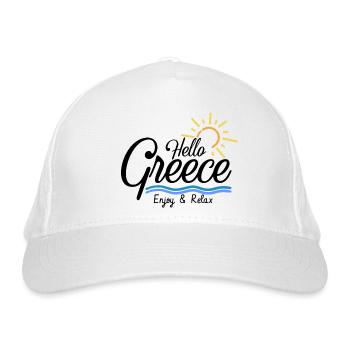 hello greece 2 - Bio-Baseballkappe - Weiß - Vorne