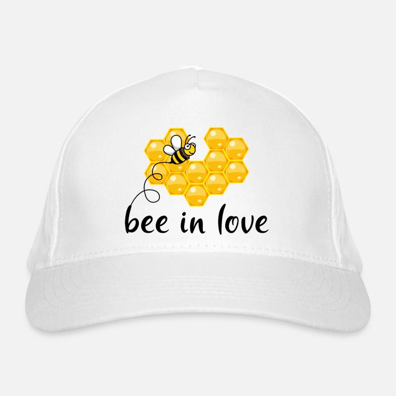 bee in love comic bee bee bee heart - Organic Baseball Cap - white