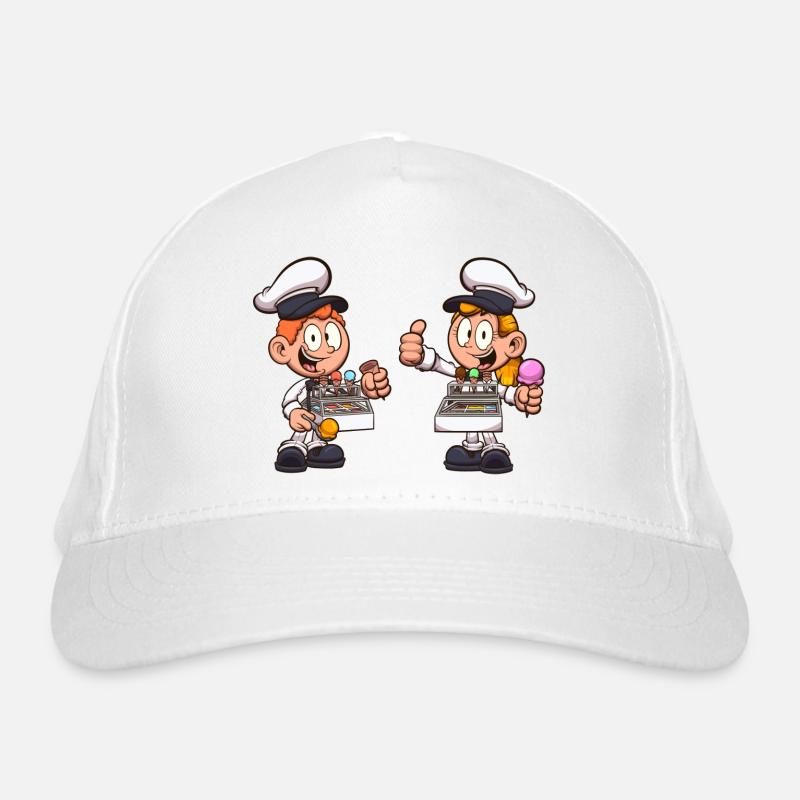 Junge und Mädchen verkaufen Eis Bio-Baseballkappe