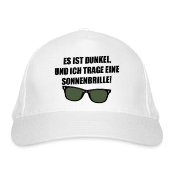 Es ist dunkel und ich trage eine Sonnenbrille! - Bio-Baseballkappe - Weiß - Vorne