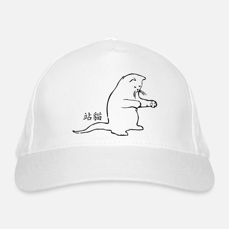 Zhan Mao - die stehende Katze - Bio-Baseballkappe - Weiß
