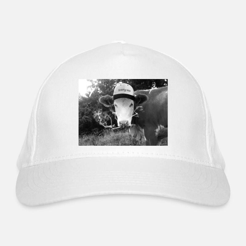 Bekiffte Kuh mit Spliff Bio-Baseballkappe
