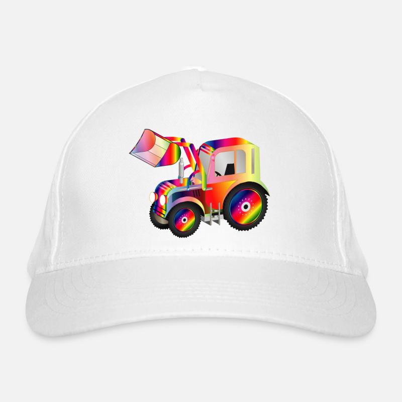 Traktor Frontlader in bunten RegenbogenFarben Bio-Baseballkappe
