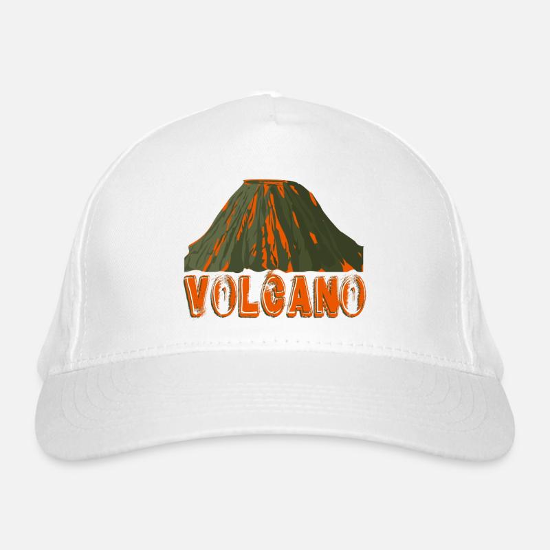 volcano with font Organic Baseball Cap