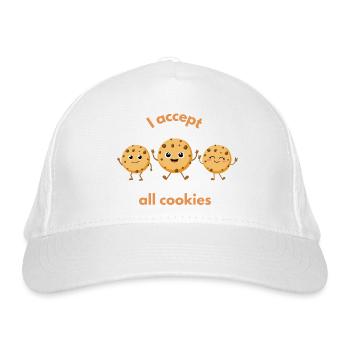 I accept all cookies - Organic Baseball Cap - white - Front