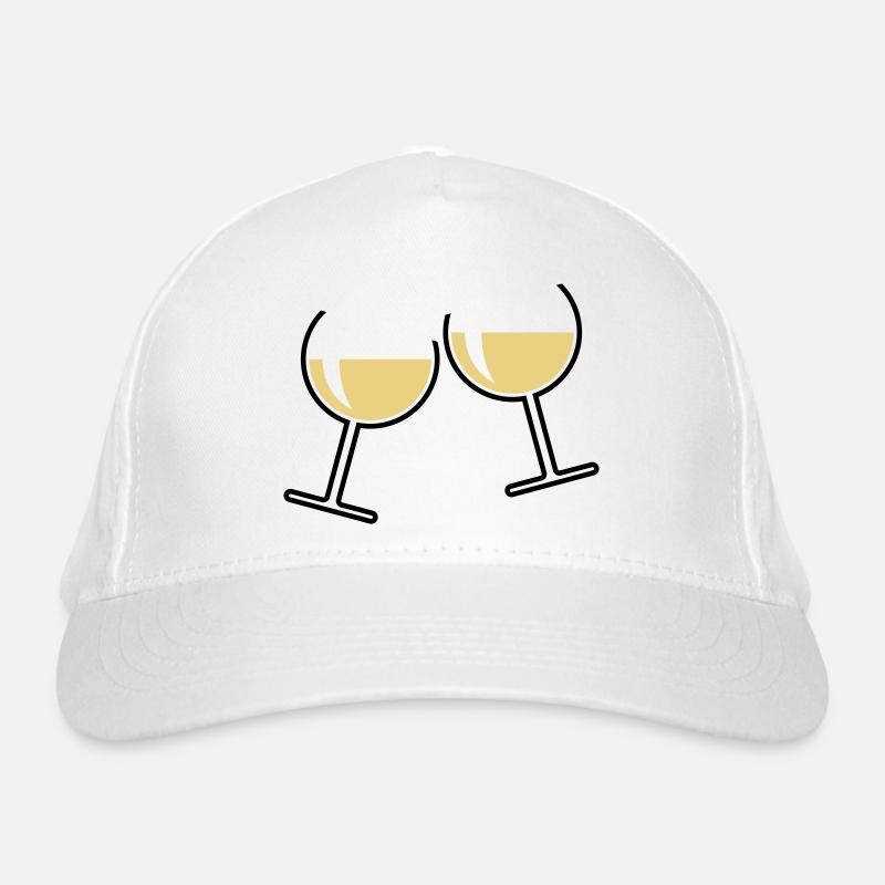 2 White Wine Glasses (Cheers / Round / Open / 2C) Organic Baseball Cap