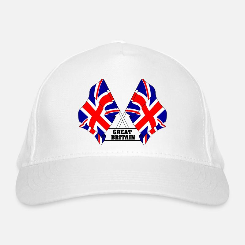 Crossed British flags with text Organic Baseball Cap