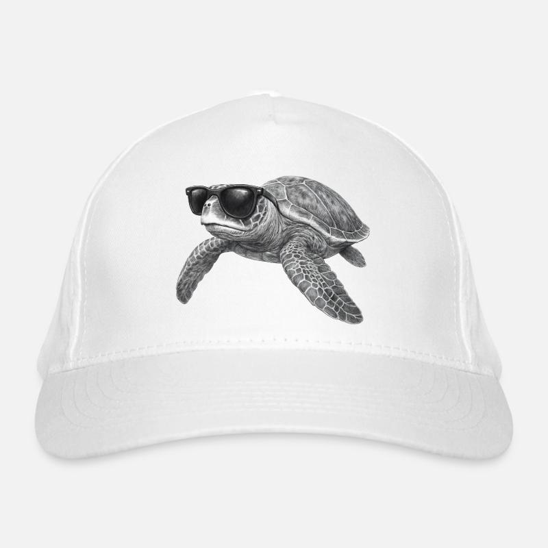 Cool sea turtle with sunglasses Organic Baseball Cap