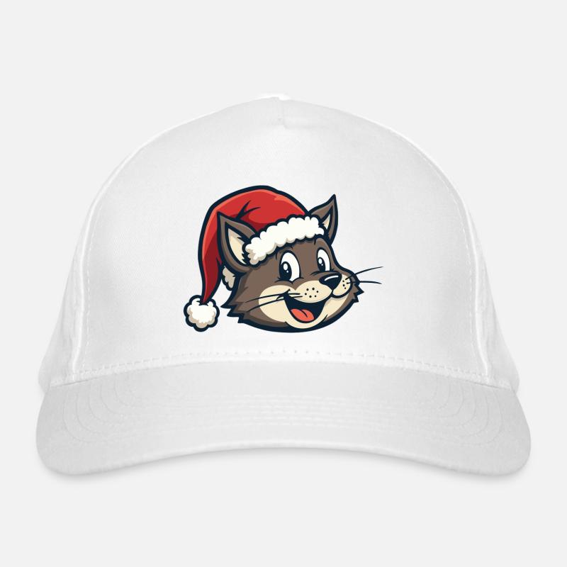 Cat in a Santa hat Organic Baseball Cap