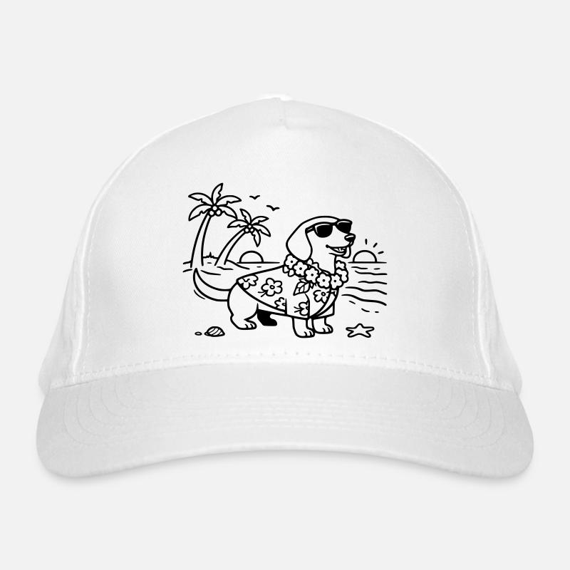 Vacances à Hawaï, mode vacances, teckel avec chien Casquette classique bio