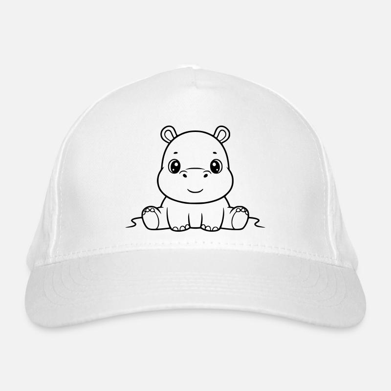 Süßes Baby Nilpferd Comic Outline Bio-Baseballkappe