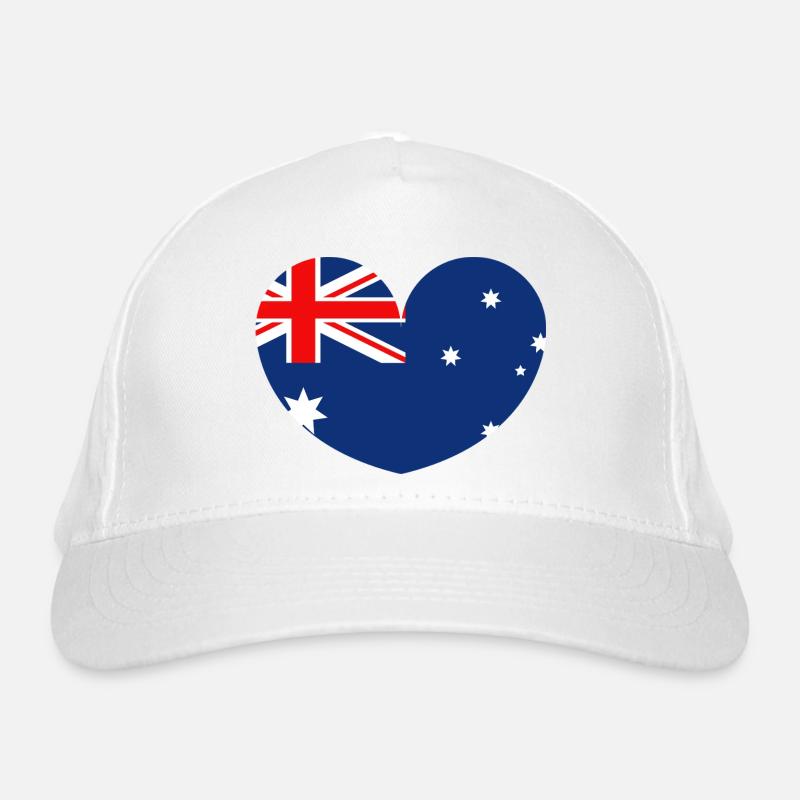 Australische Flagge mit Herz Bio-Baseballkappe