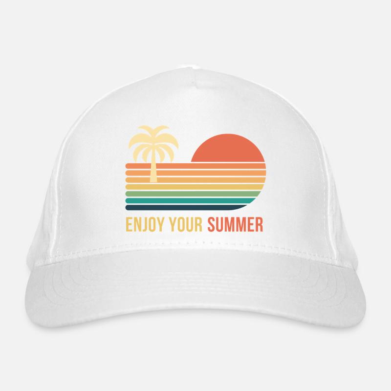 Coucher de soleil rétro palmier Casquette classique bio
