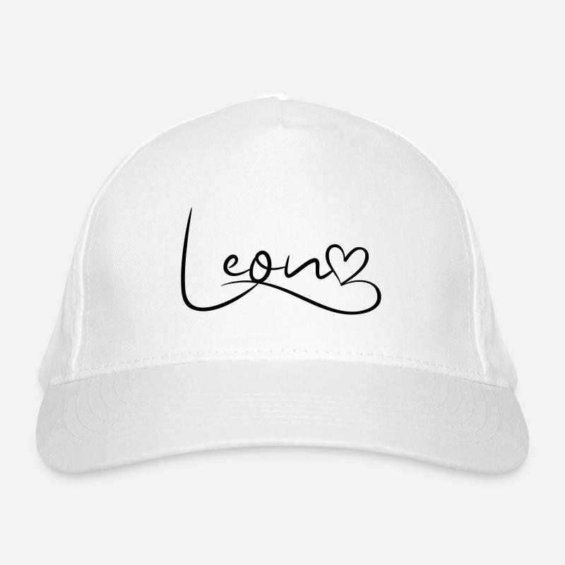 Léon Nom Prénom Coeur Décor Casquette classique bio