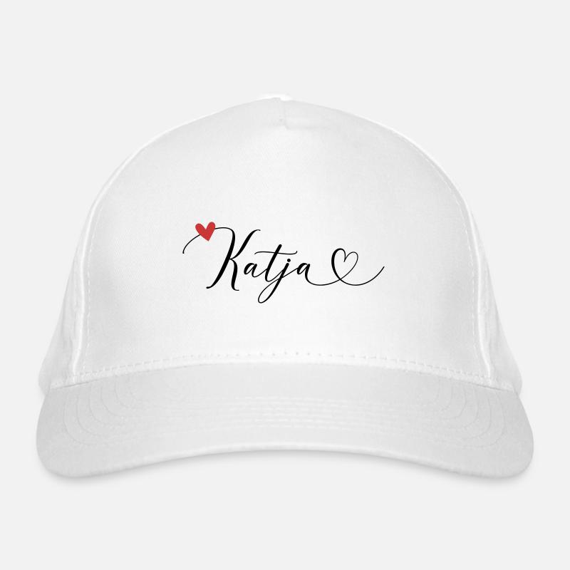 Katja Nom Prénom Calligraphie Coeur Casquette classique bio