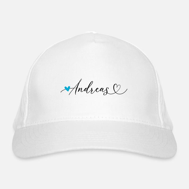 Andreas Nom Prénom Calligraphie Coeur Casquette classique bio