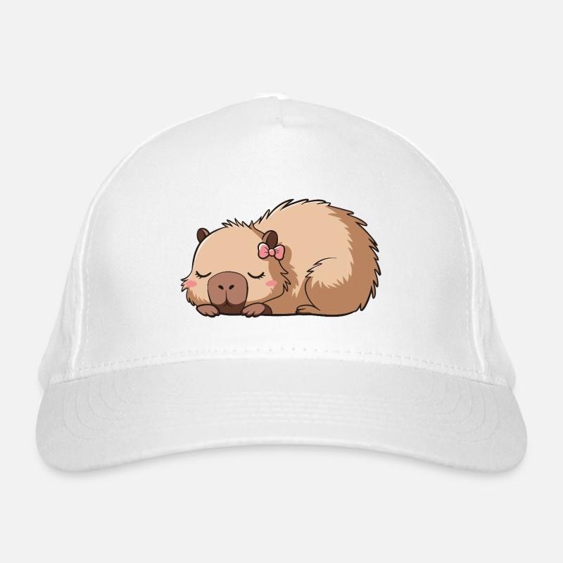 Süßes Capybara Rosa Schleife Capybara Bio-Baseballkappe