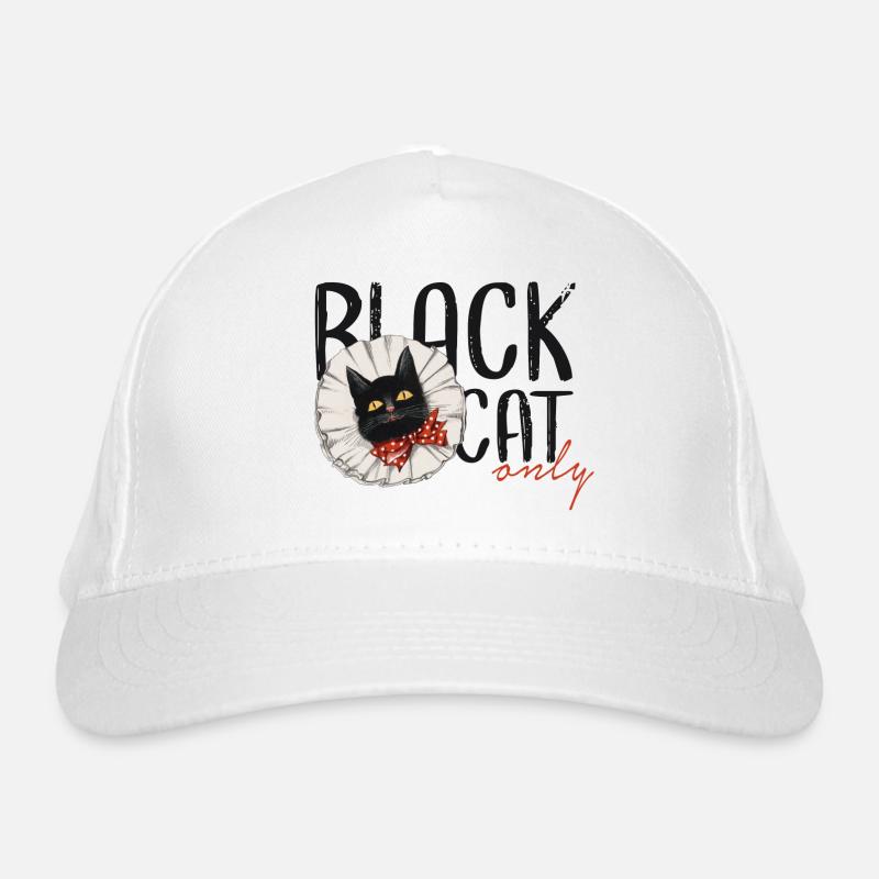 Schwarze Katze. Chat noir rétro. Bio-Baseballkappe