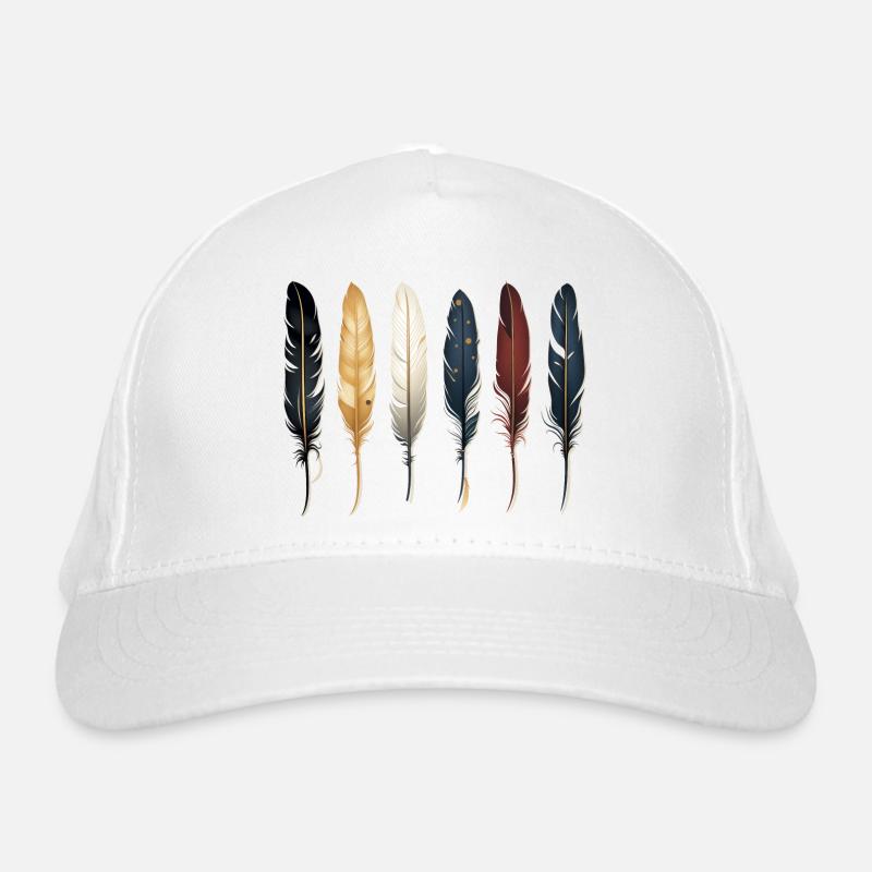 6 individual feathers next to each other, Native American, pattern Organic Baseball Cap