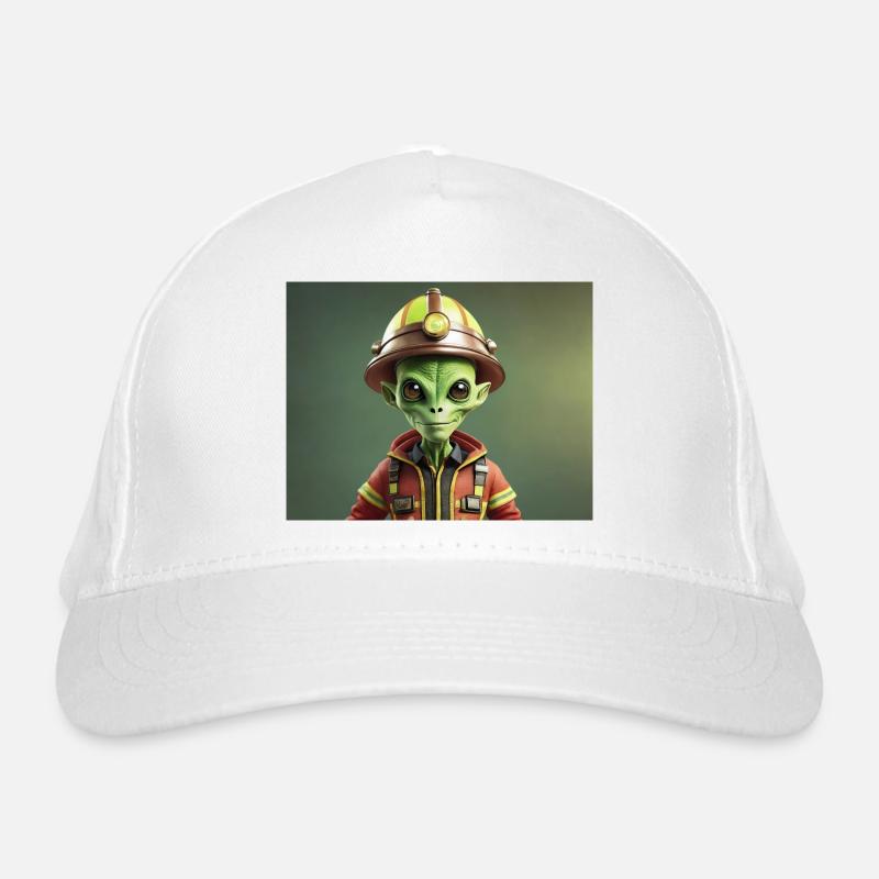 mignon petit pompier extraterrestre rétro rétro vert Casquette classique bio