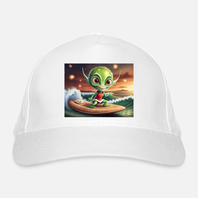mignon petit vert rétro vintage alien surf Casquette classique bio