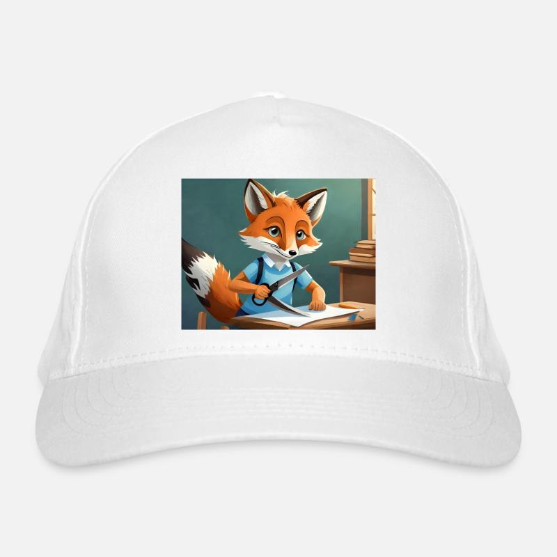 mignon petit renard démon coupe avec des ciseaux Casquette classique bio