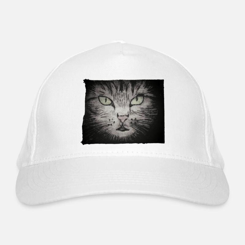 Katze schwarz - handgeschnitzte Druckvorlage Bio-Baseballkappe