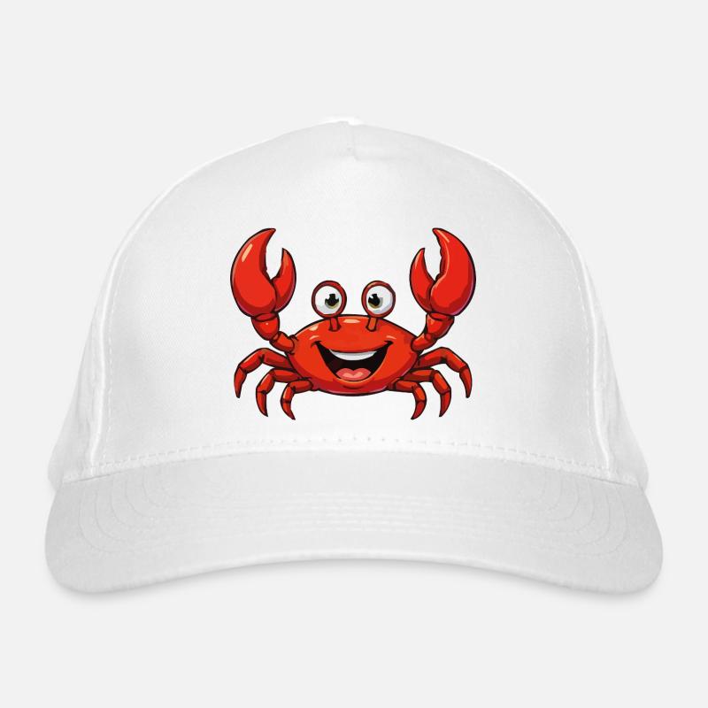 Cheerful Red Crab Cartoon Organic Baseball Cap
