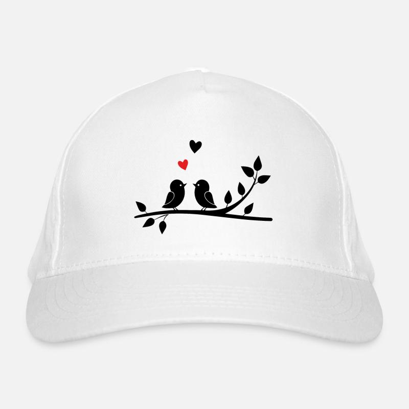 L'amour de deux oiseaux sur une branche minimalist Casquette classique bio