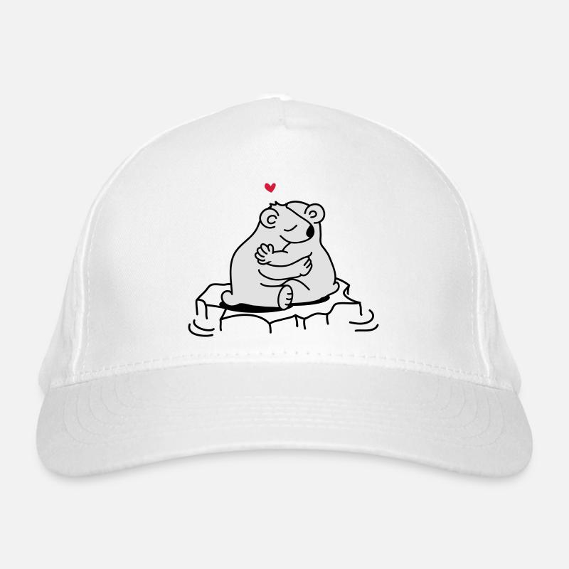 Two polar bears in love on an ice floe - Organic Baseball Cap - white