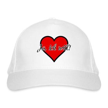 Ich will Heirat Hochzeit Ehe Antrag Liebe Geschenk - Bio-Baseballkappe - Weiß - Vorne