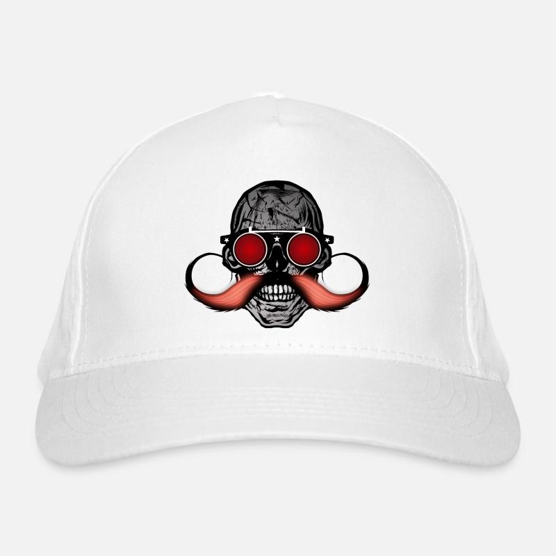 Todeskopf Hipster Schädel Schnurrbart Schnurrbart Bio-Baseballkappe