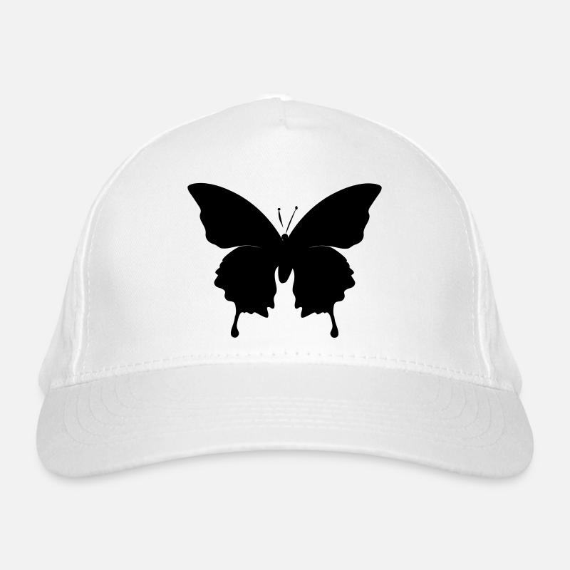 Schmetterlingssilhouette - Bio-Baseballkappe - Weiß