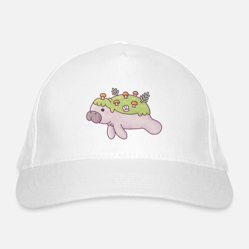 Lamantin mignon avec de la mousse et des champignons de retour Casquette classique bio