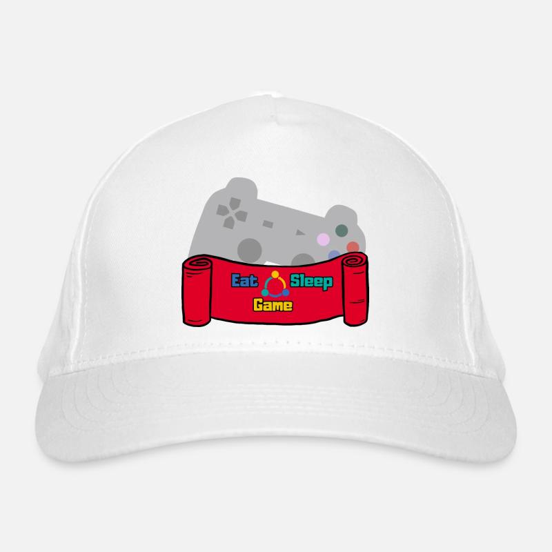 Eat Sleep Game and Repeat - Rot/Grau/Bunt Bio-Baseballkappe