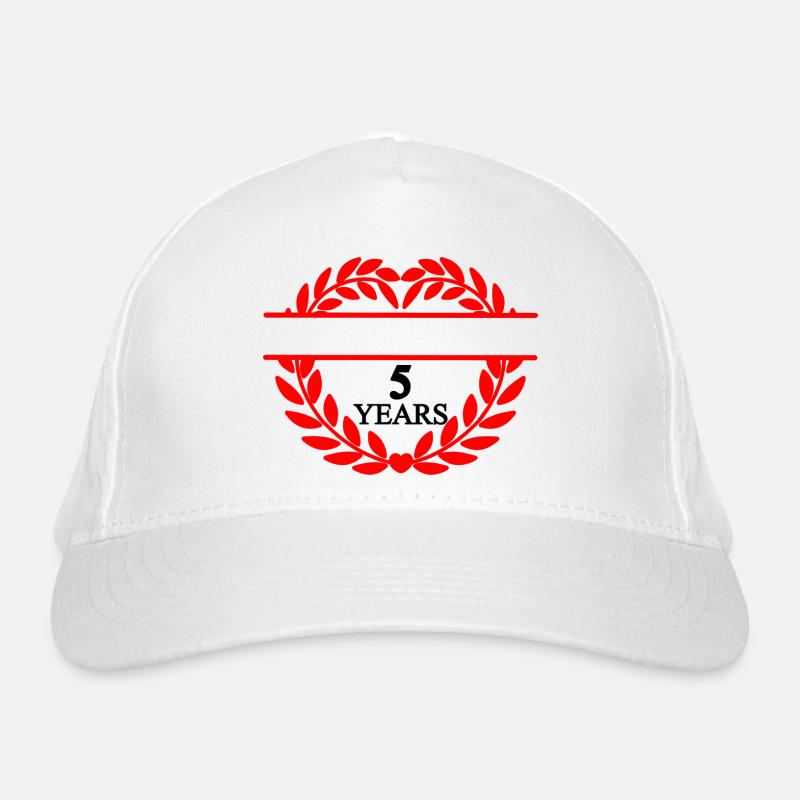 Bannière nominative cinq ans, couronne de laurier en forme de cœur Casquette classique bio
