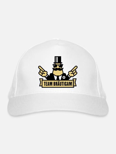 Team Bräutigam Handzeichen (Polterabend JGA / 2C) - Bio-Baseballkappe - Weiß - Vorne